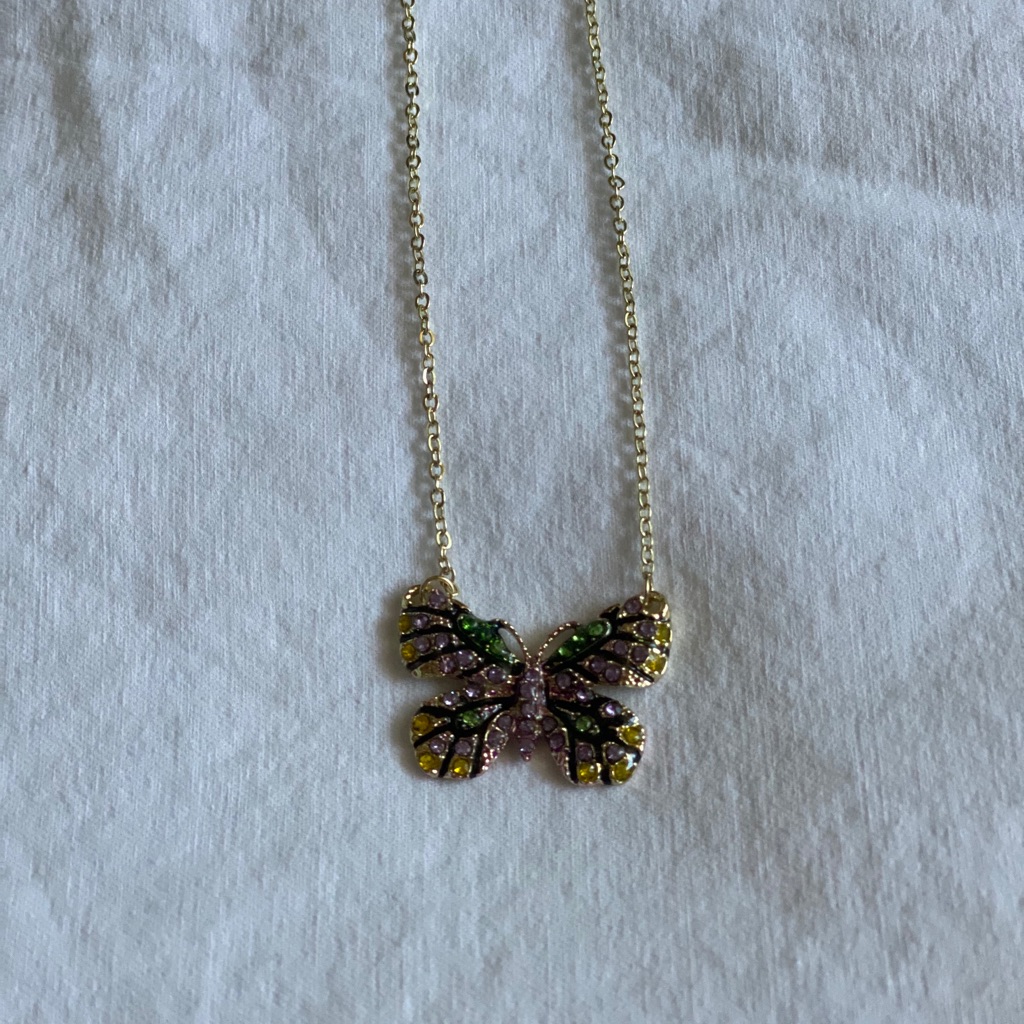 Rhinestone Butterfly Necklace